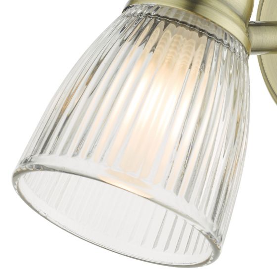 Cedric Bathroom Single Wall Spotlight Antique Brass Glass IP44