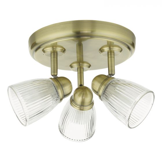 Cedric Bathroom 3 Light Spotlight Antique Brass Glass IP44