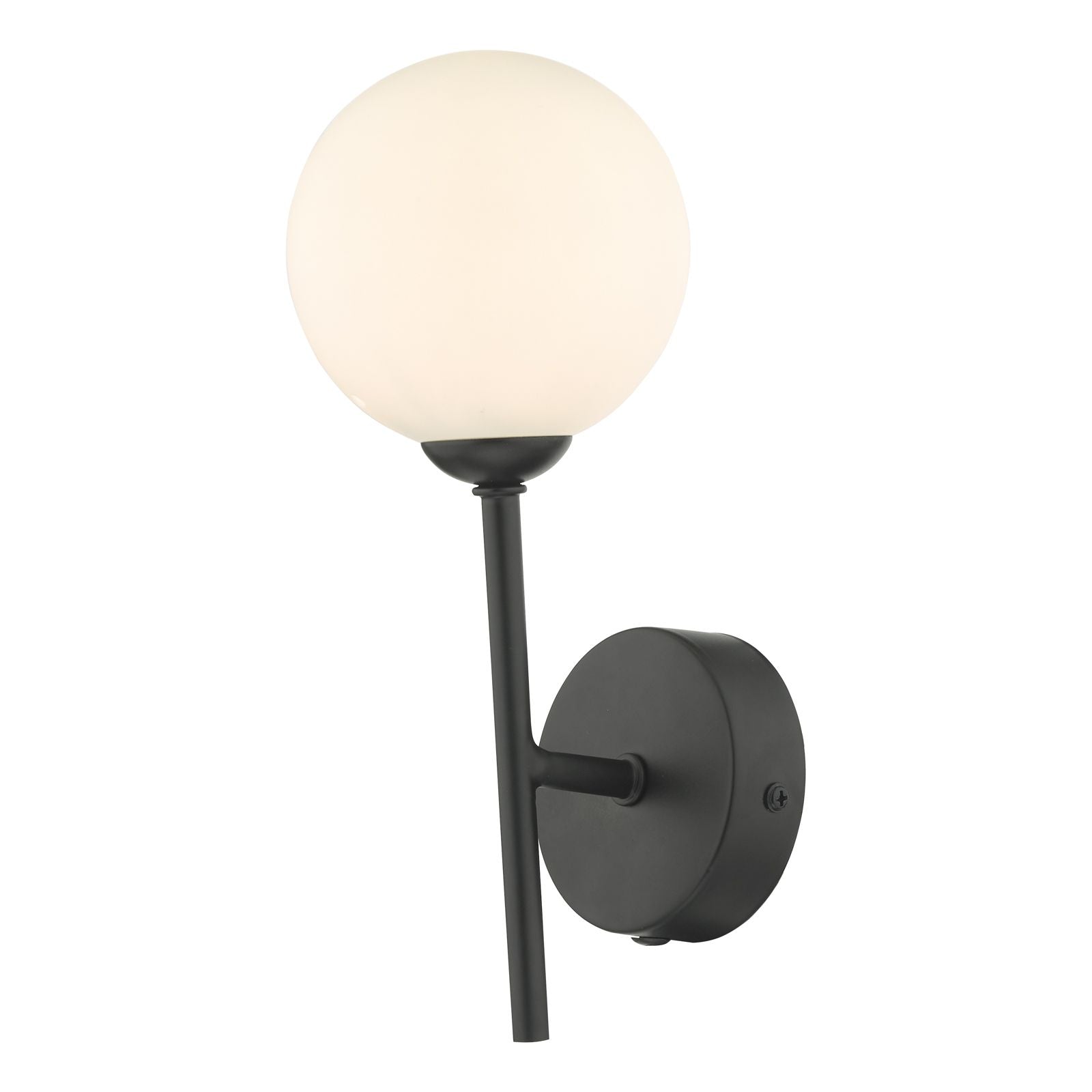 Cohen 1 Light Wall Light Matt Black With Opal Glass