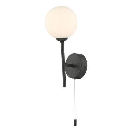 Cohen 1 Light Wall Light Matt Black With Opal Glass