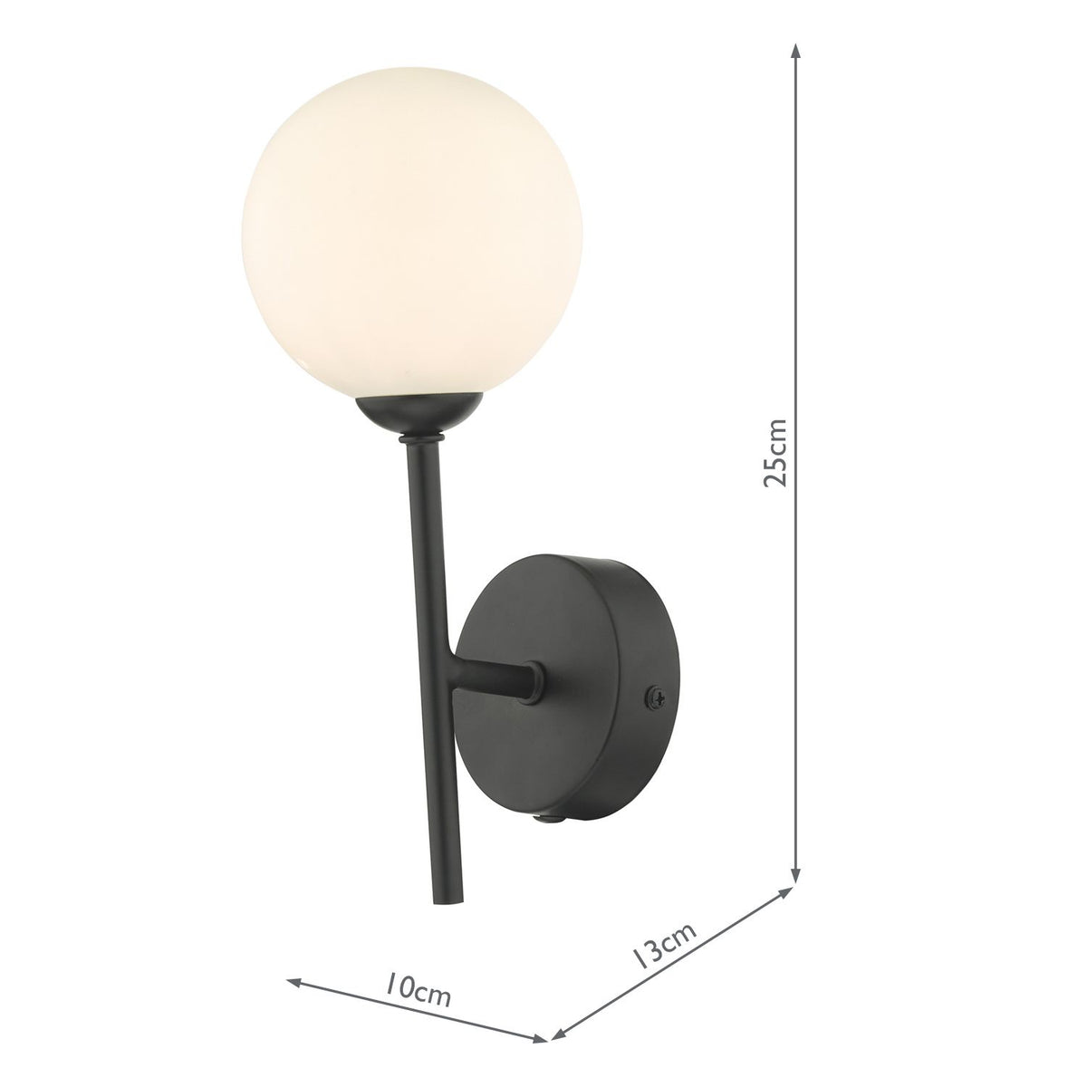 Cohen 1 Light Wall Light Matt Black With Opal Glass