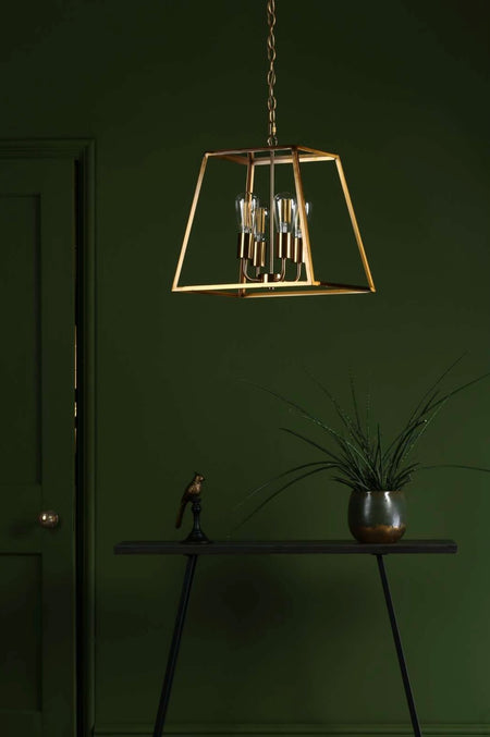 Academy 4 Light Lantern Natural Brass