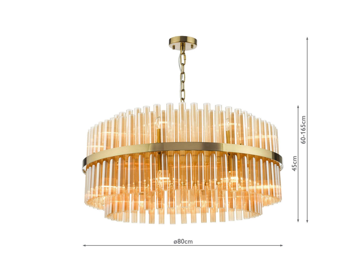 Imani 16 Light Pendant Natural Brass and Champagne Glass
