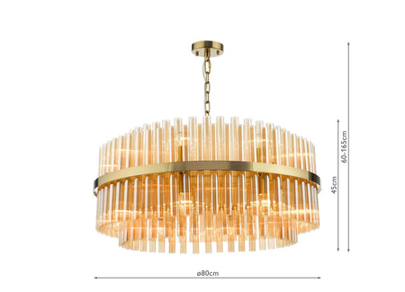 Imani 16 Light Pendant Natural Brass and Champagne Glass