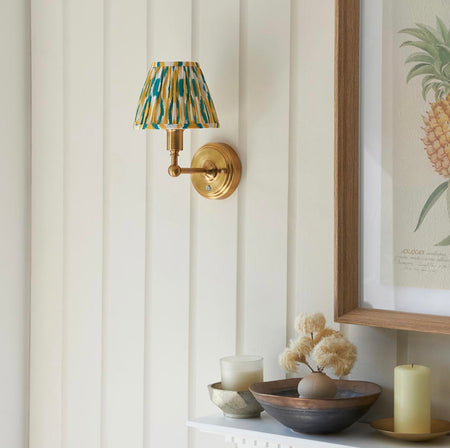 Burley Rechargeable Wall light & Ikat Yellow Jade shade 16cm shade