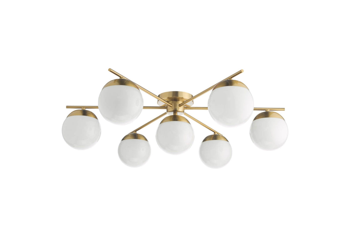 Bombazine 7 Light Semi-Flush Natural Brass and Opal Glass