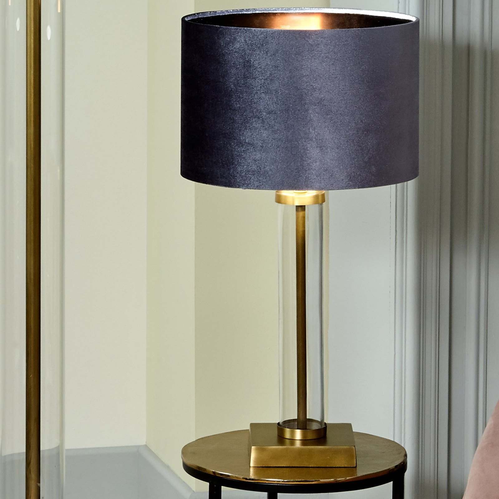 Bow 45cm Slate Velvet Cylinder Shade