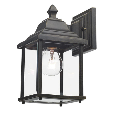Doyle Outdoor Wall Light Black/Gold Glass IP44