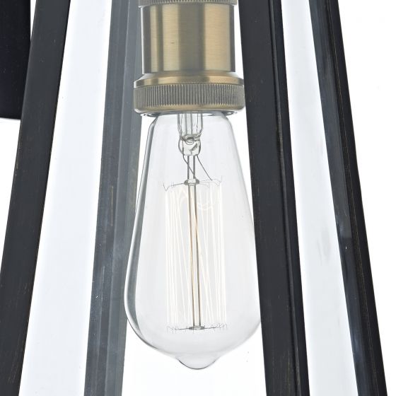 Duval Outdoor Wall Light Black Glass IP43