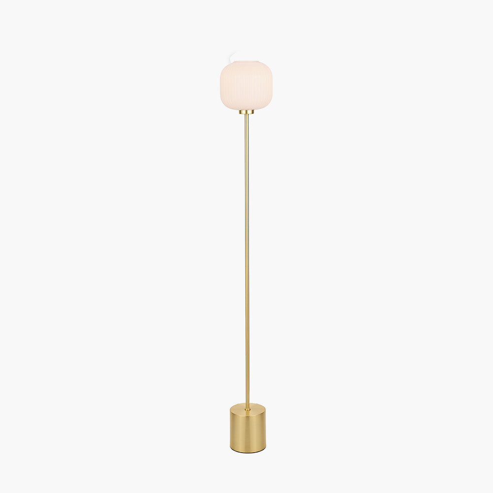 Bella White Ribbed Glass and Gold Metal Squoval Floor Lamp – Galaxy ...