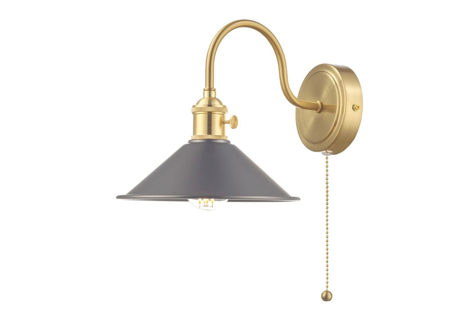 Hadano Wall Light Brass With Antique Pewter Shade