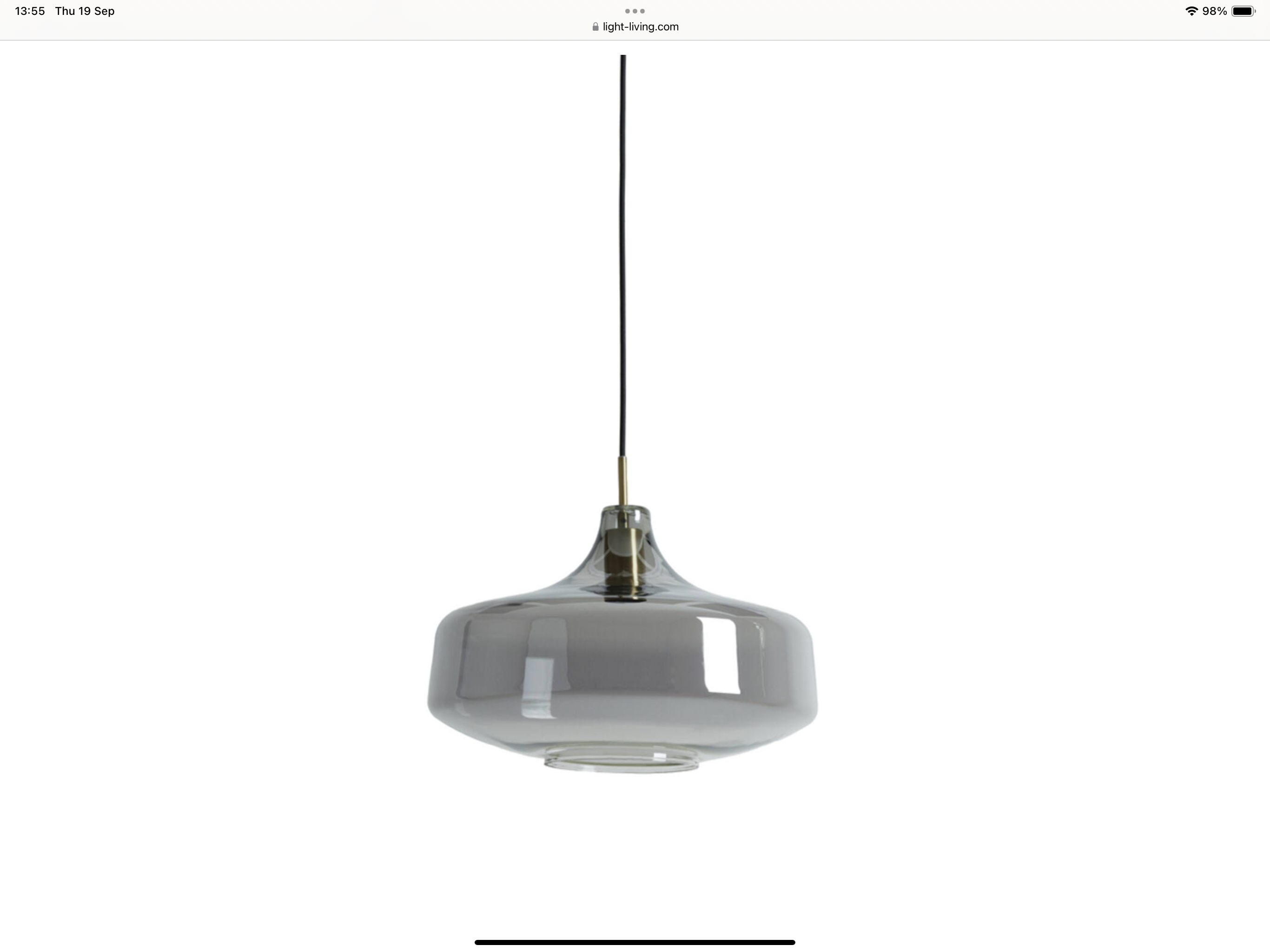 Hanging lamp Ø29,5x21 cm SOLNA antique bronze+smoked glass