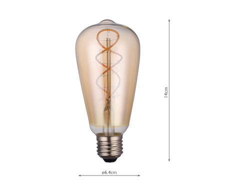 LED Rustika Light Bulb Lamp ES/E27 4W 160LM vintage amber
