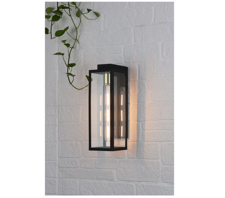 Naxos Outdoor Wall Light Black Glass IP43 exterior wall light
