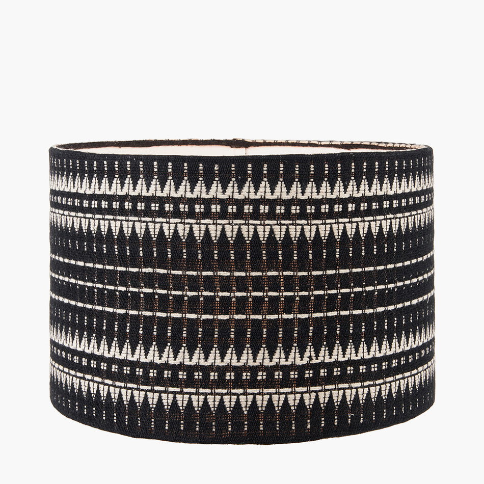 Ladakh 35cm / 14 inch Black and White Woven Cylinder Shade