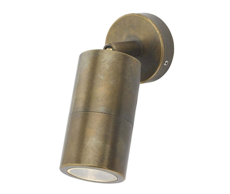 Ortega Outdoor Single Spotlight Natural Brass IP65/ exterior wall light
