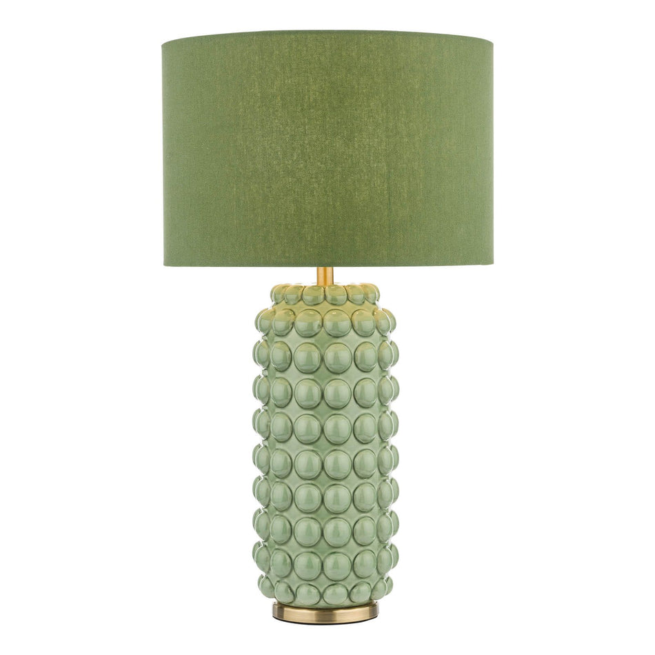 Etzel Table Lamp Green Satin Brass With Shade