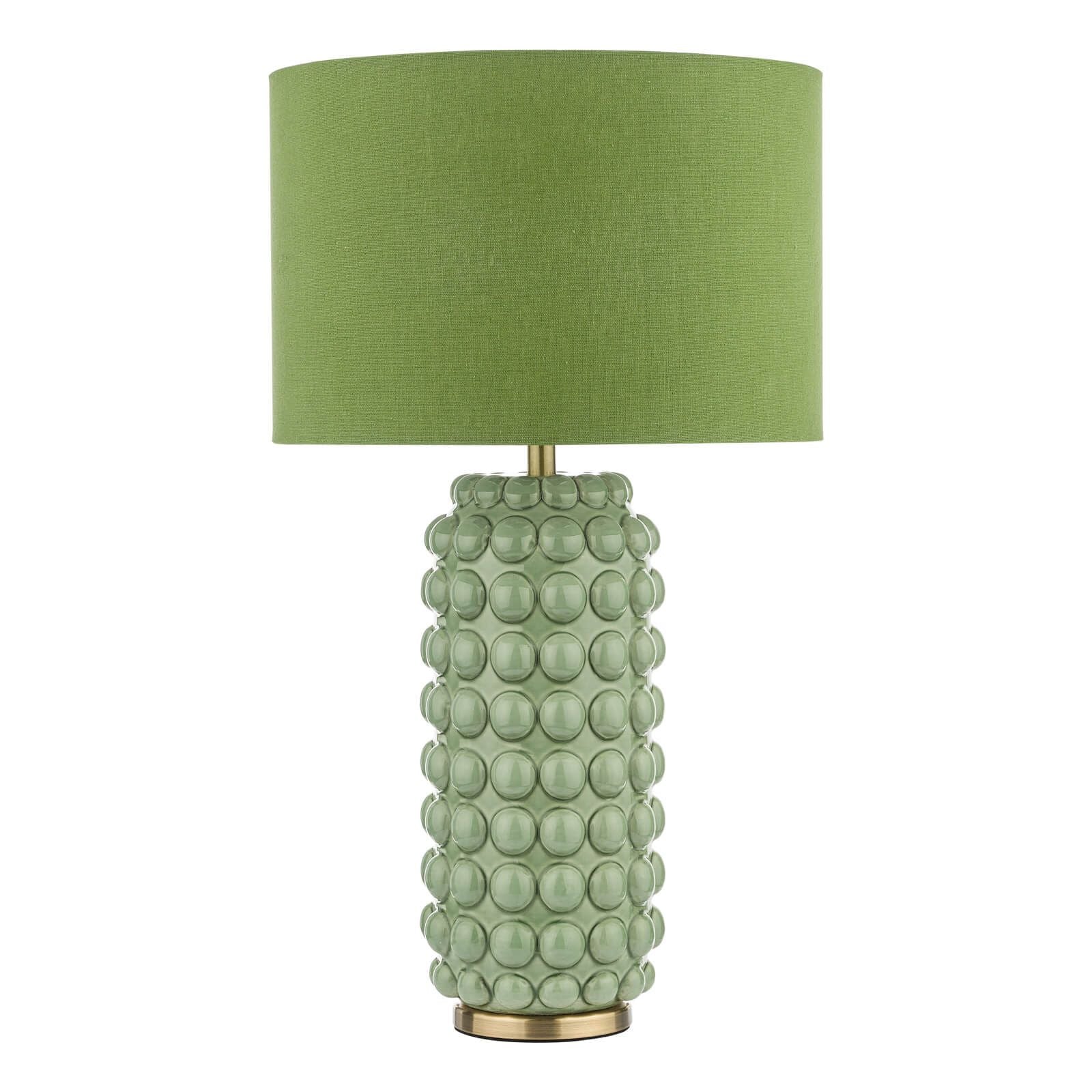 Etzel Table Lamp Green Satin Brass With Shade