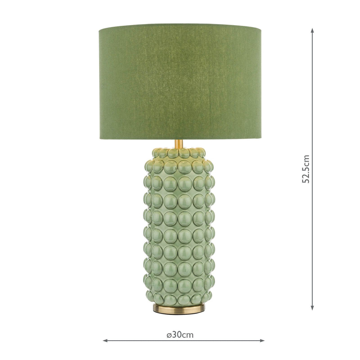 Etzel Table Lamp Green Satin Brass With Shade