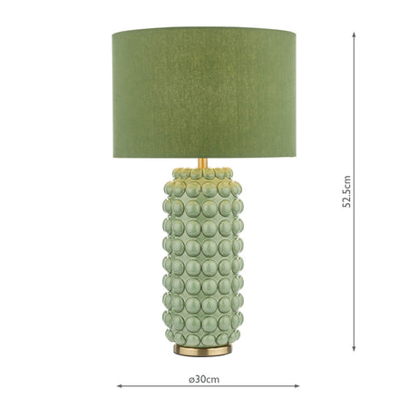 Etzel Table Lamp Green Satin Brass With Shade