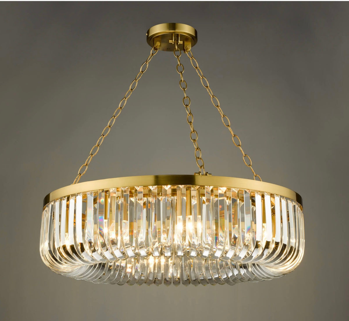 Sigourney 8 Light Pendant Satin Gold and Crystal
