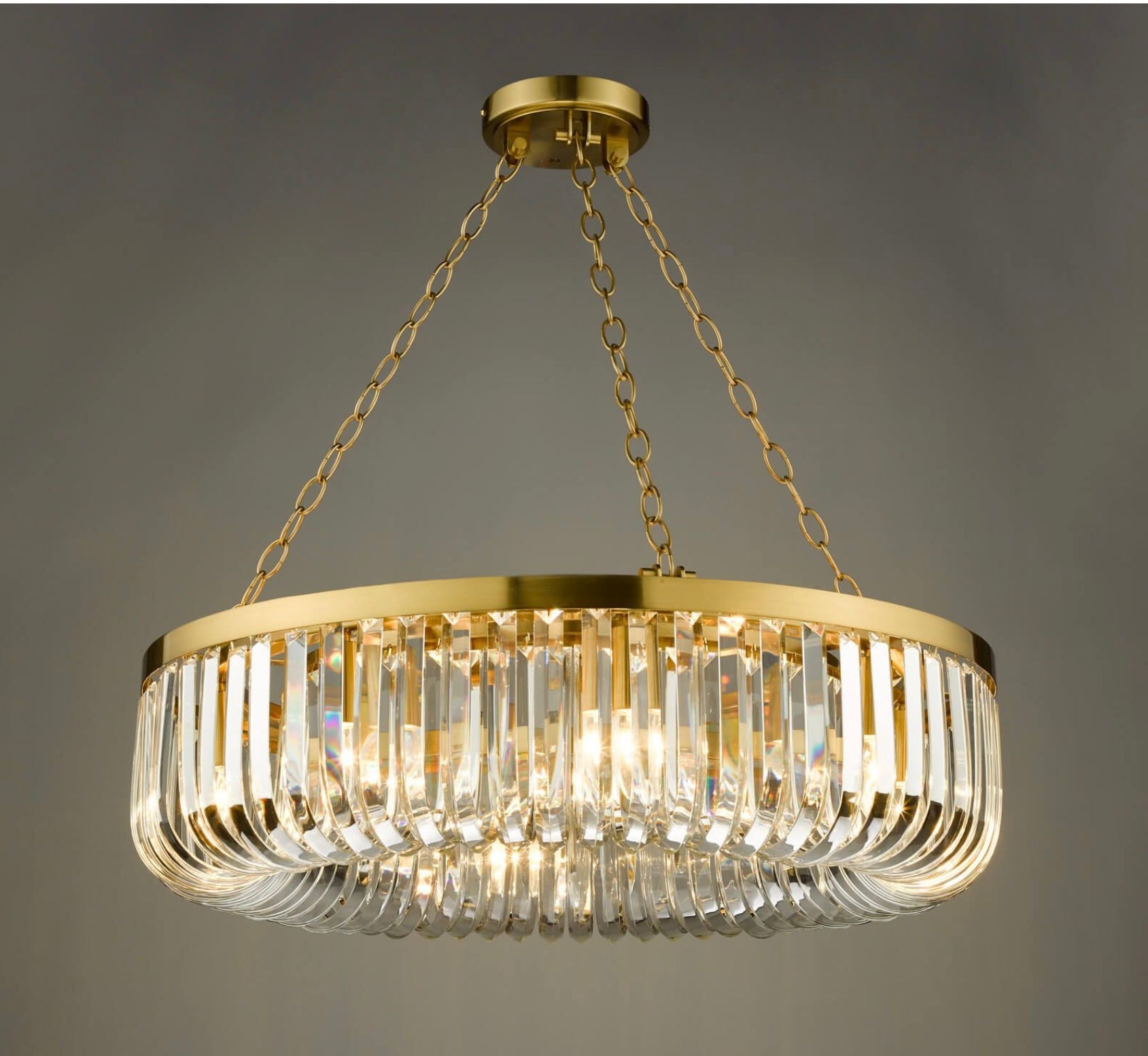 Sigourney 8 Light Pendant Satin Gold and Crystal
