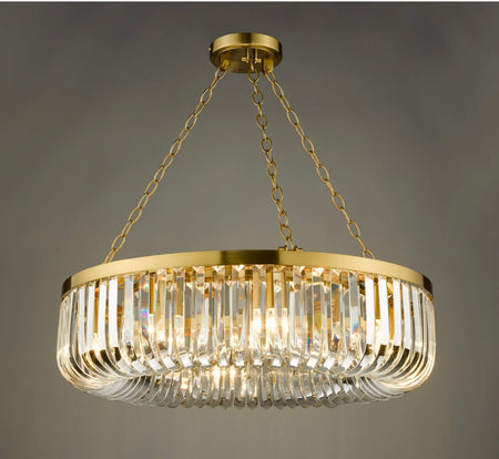 Sigourney 8 Light Pendant Satin Gold and Crystal