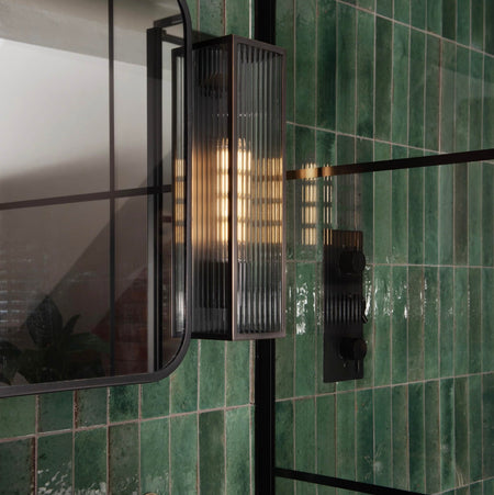 Keegan large Outdoor Wall Light Rubbed Bronze IP44 also suitable for bathrooms