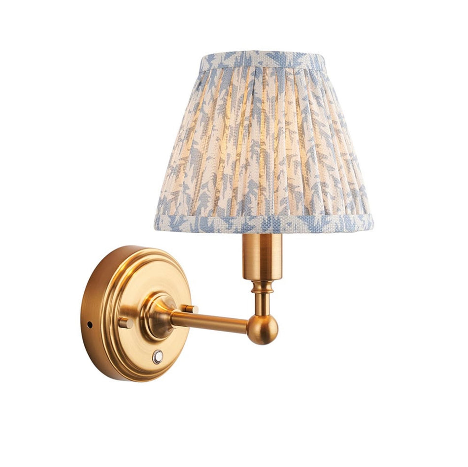Burley Rechargeable Wall light & leaf shell bay blue shade 16cm shade
