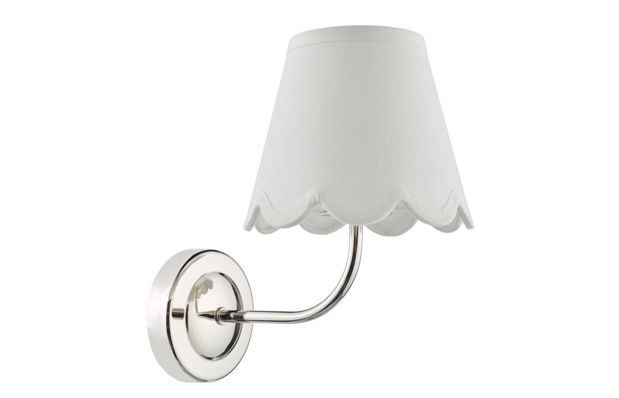 Navarro Rechargeable Led Wall Light Polished Nickel With ivory linen Shade