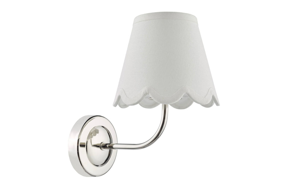 Navarro Rechargeable Led Wall Light Polished Nickel With ivory linen Shade