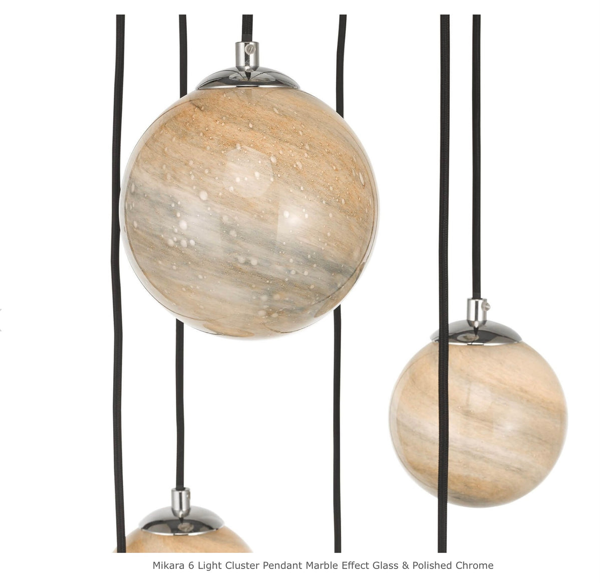 Mikara 6 Light Cluster Pendant Marble Effect Glass & Polished Chrome ceiling light