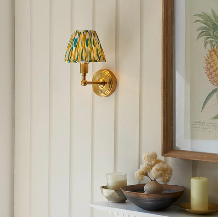 Burley Rechargeable Wall light & Ikat Yellow Jade shade 16cm shade