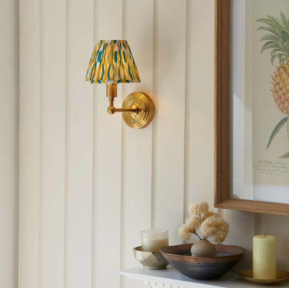 Burley Rechargeable Wall light & Ikat Yellow Jade shade 16cm shade