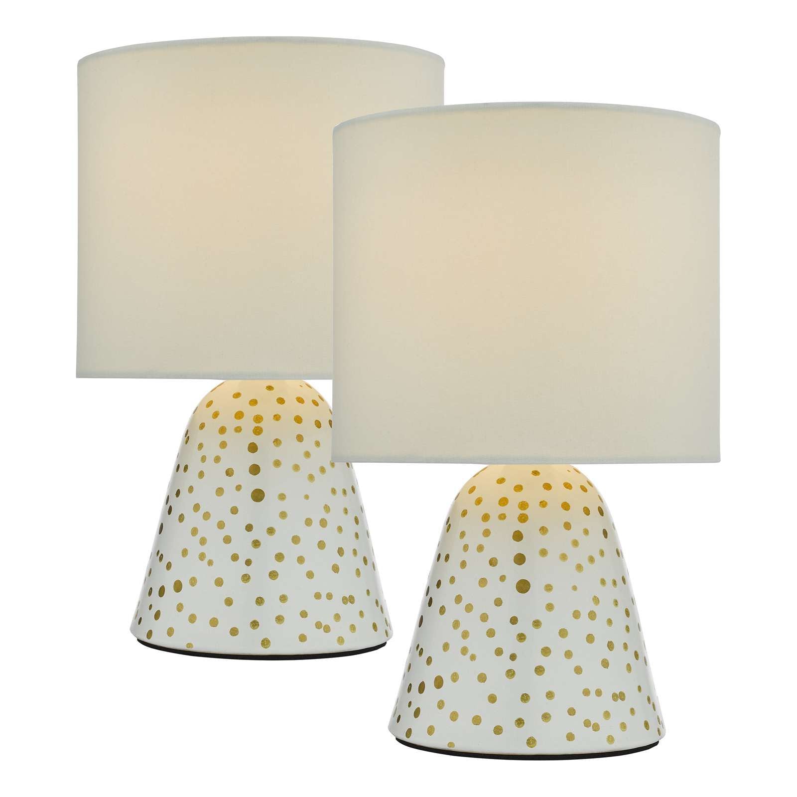 Glenda Ceramic Table Lamp White With Shade Twin Pack