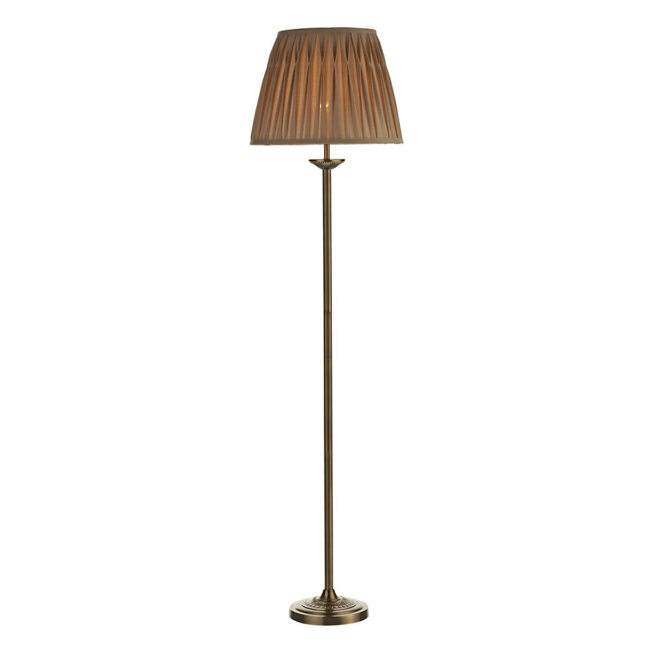 Hatton Floor Lamp Antique Brass With Shade