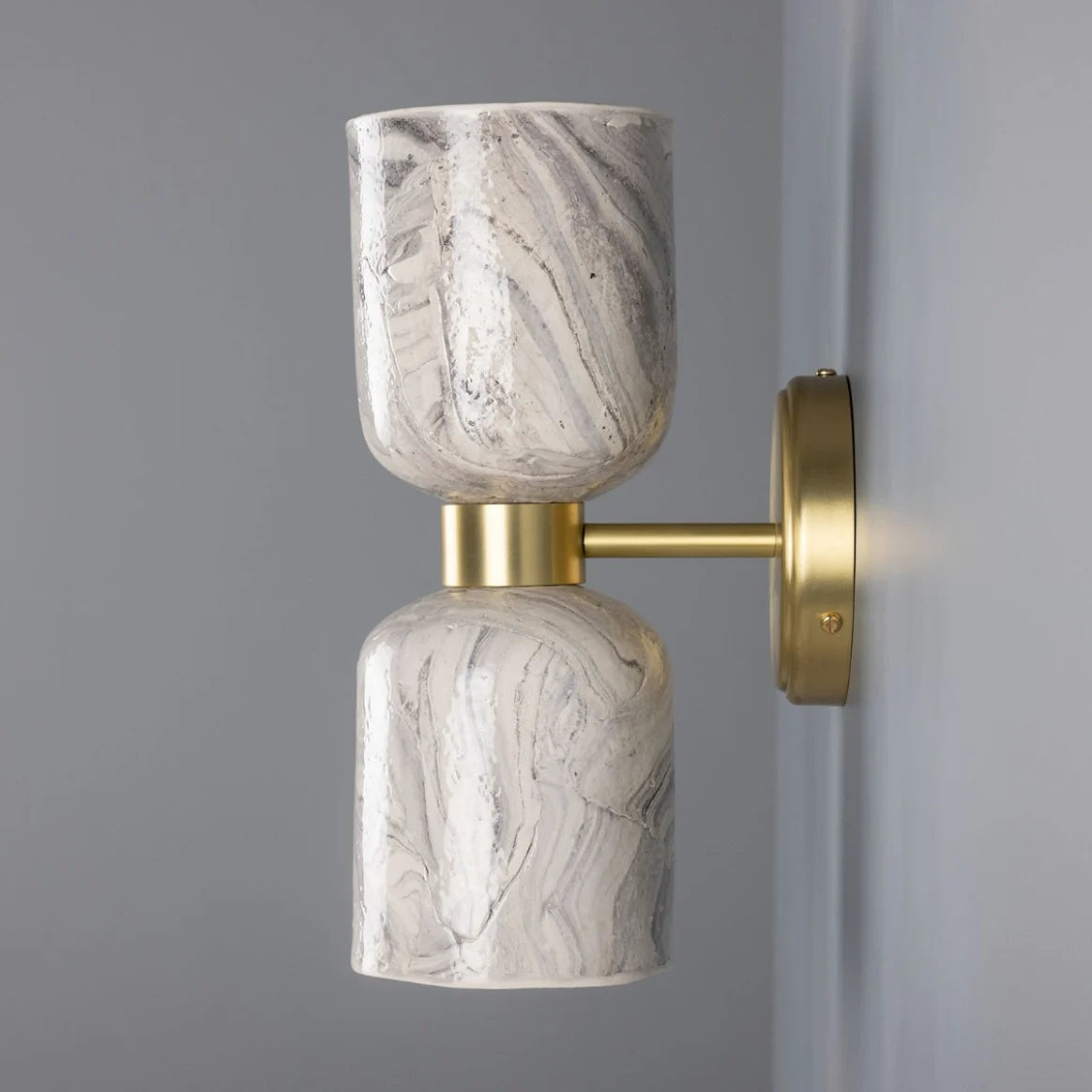 Sakura Marbled Ceramic and Brass Double Wall Light