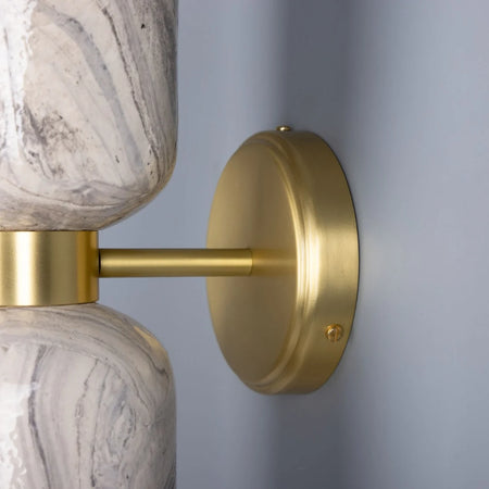 Sakura Marbled Ceramic and Brass Double Wall Light