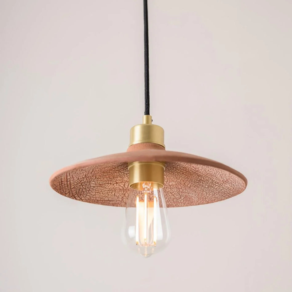 Pyrus Organic handmade Ceramic Pendant Light 28cm, red iron