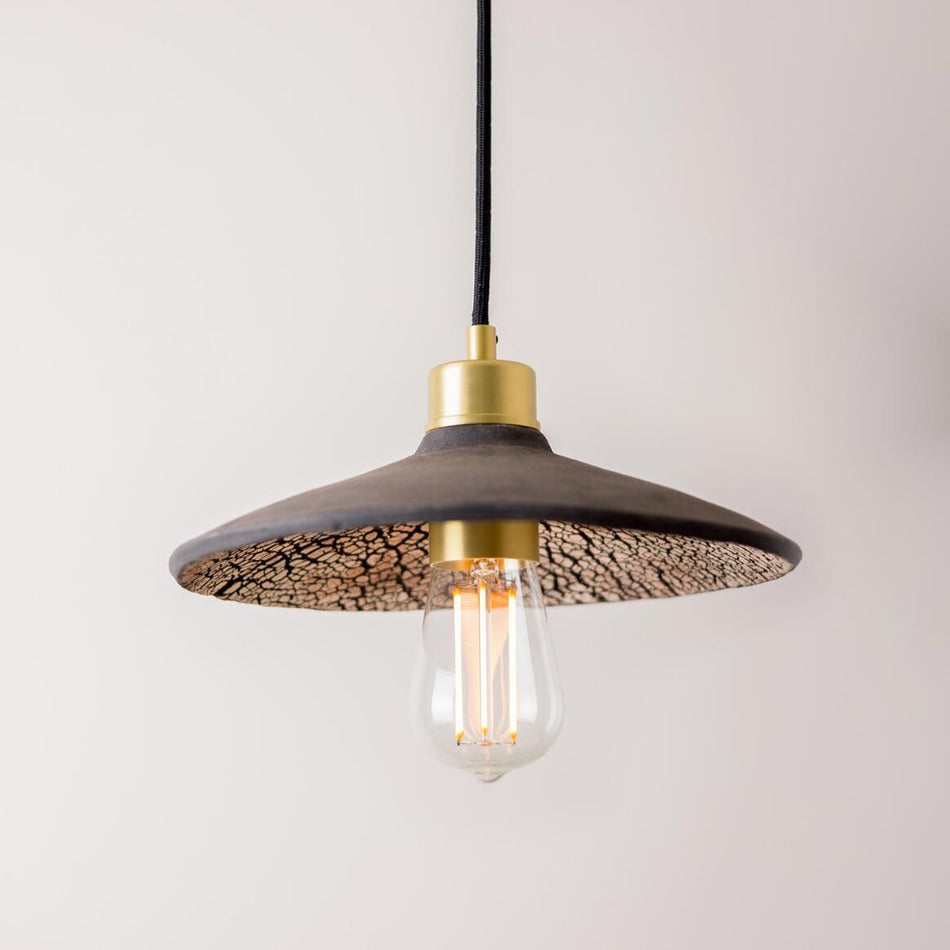 Pyrus Organic handmade Ceramic Pendant Light 28cm, black clay