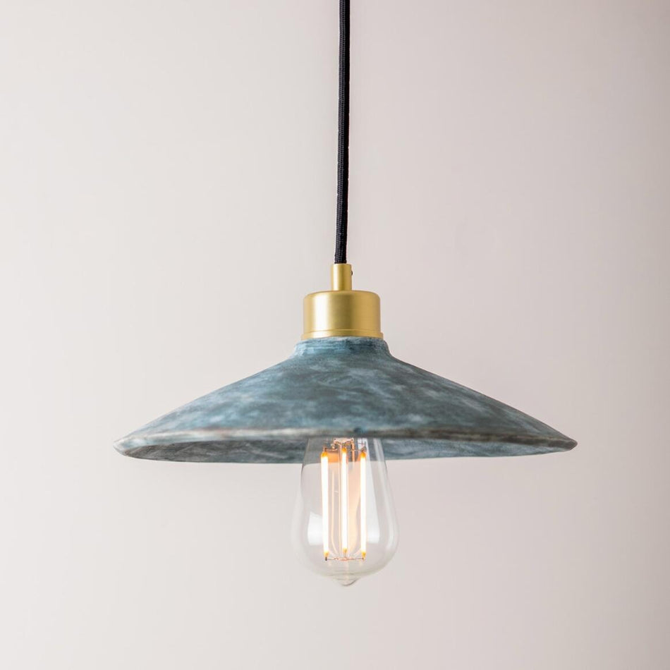 Pyrus Organic handmade Ceramic Pendant Light 28cm, blue earth