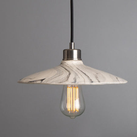 Pyrus Organic handmade Ceramic Pendant Light 28cm, white and grey marbled