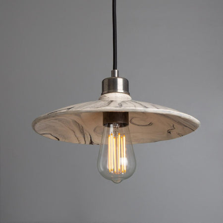 Pyrus Organic handmade Ceramic Pendant Light 28cm, white and grey marbled