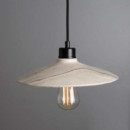 Pyrus Organic handmade Ceramic Pendant Light 28cm, white and grey marbled