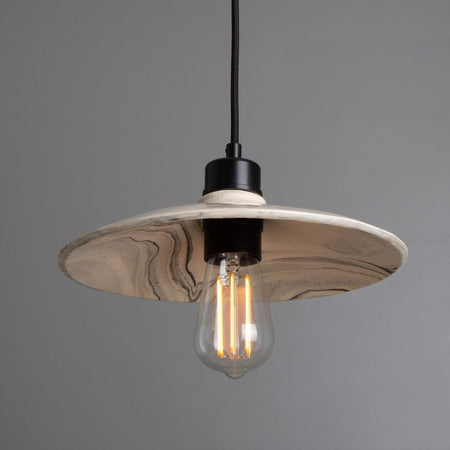 Pyrus Organic handmade Ceramic Pendant Light 28cm, white and grey marbled