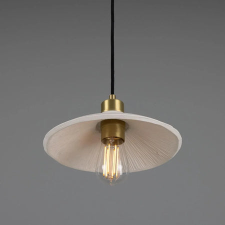 Pyrus Organic handmade Ceramic Pendant Light 28cm, white matte striped