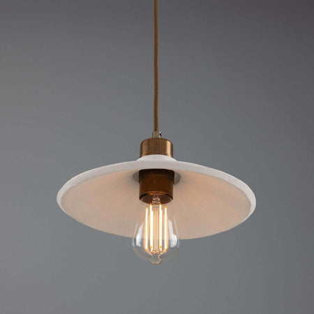 Pyrus Organic handmade Ceramic Pendant Light 28cm, white matte striped