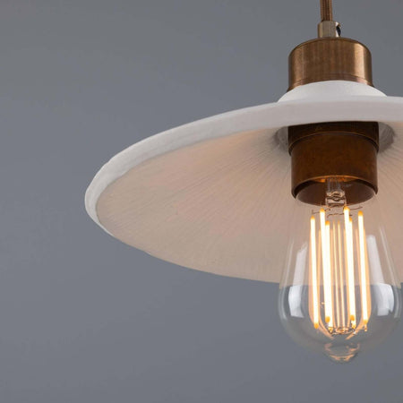 Pyrus Organic handmade Ceramic Pendant Light 28cm, white matte striped
