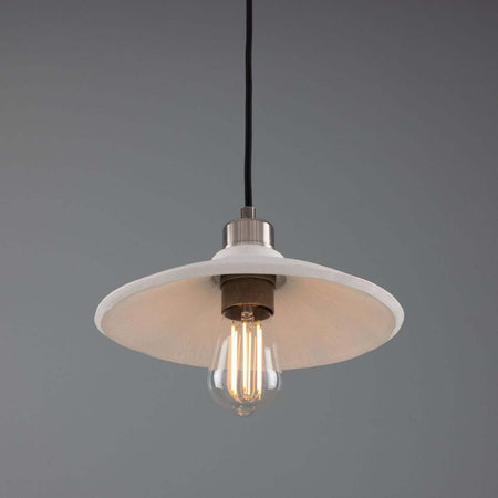 Pyrus Organic handmade Ceramic Pendant Light 28cm, white matte striped
