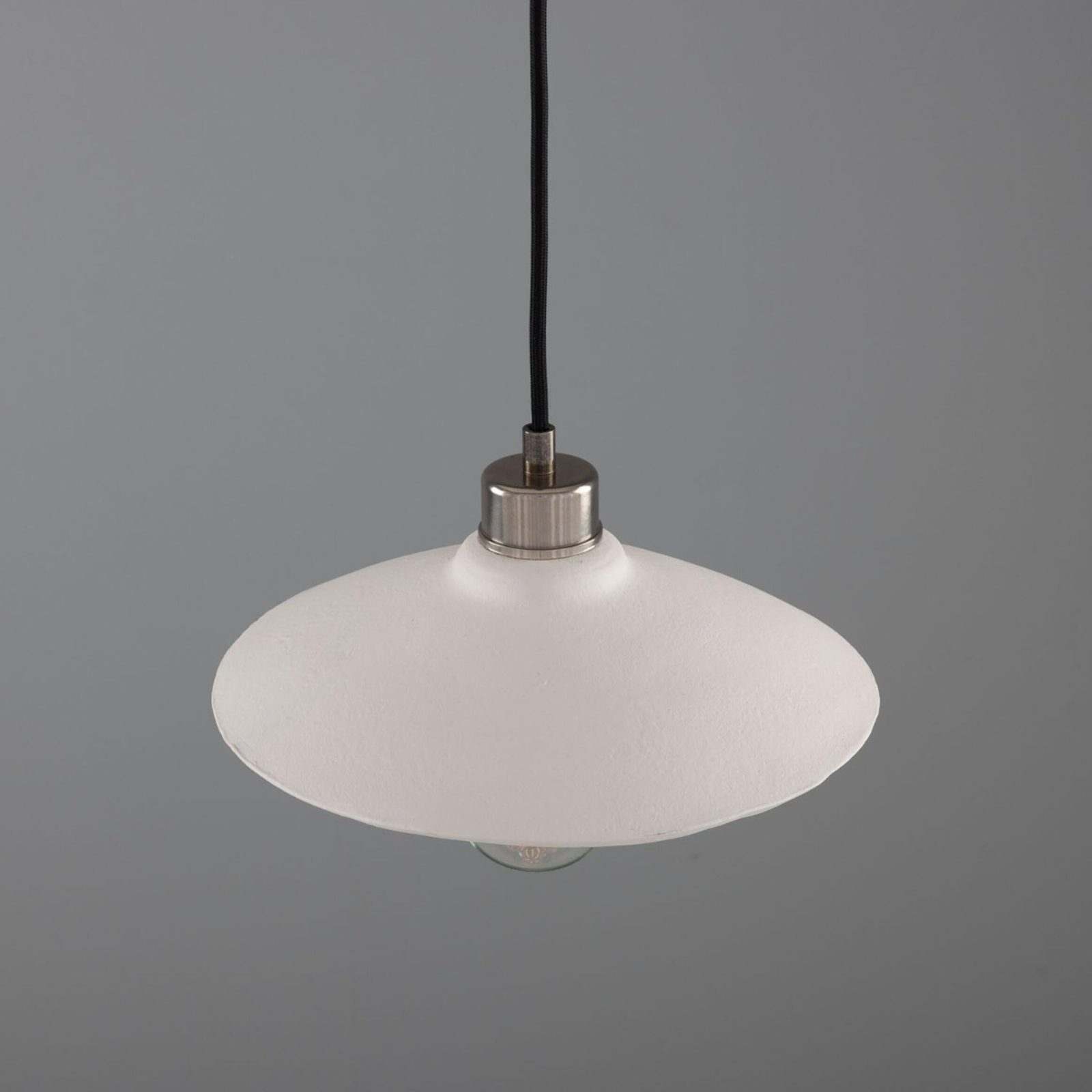 Pyrus Organic handmade Ceramic Pendant Light 28cm, white matte striped